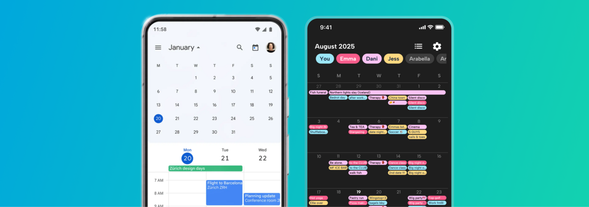 Screenshots from the howbout app, the social calendar for live updates from friends that makes it easier to get your friends together and actually get your plans out of the group chat